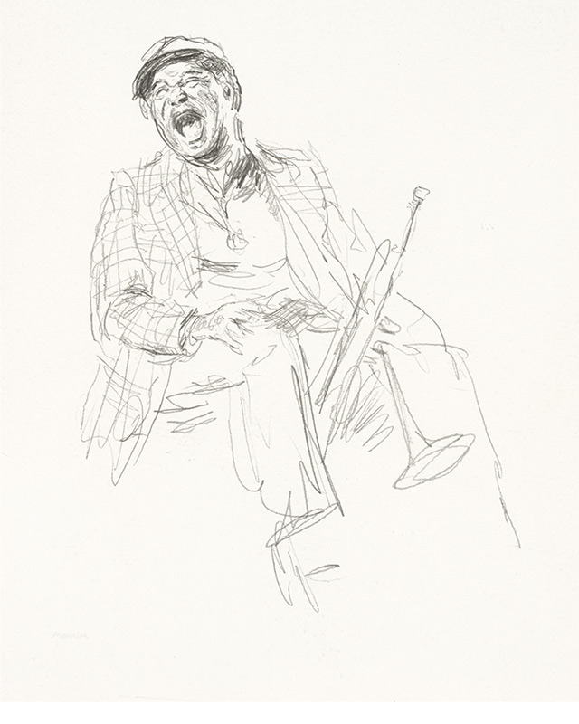 Drawing of Jazz musician. By Mennim