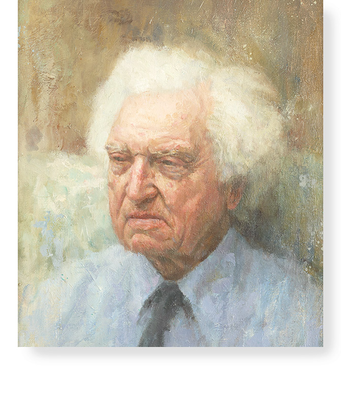 A M Mennim. Portrait by Peter Mennim. Coollection of Wolfson College, Cambridge