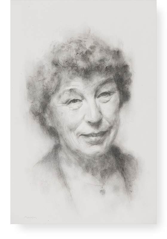 Dr Mara Kalnins. Portrait drawing by Peter Mennim
