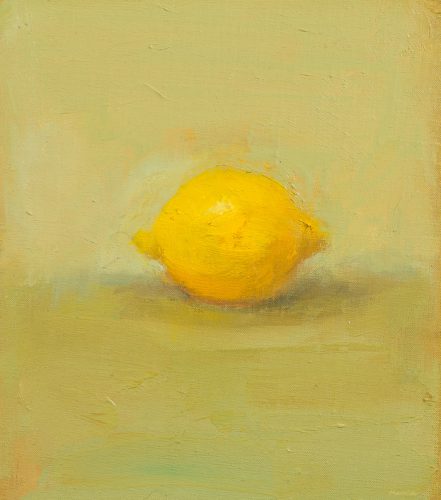 Lemon. Oil on line stretched on board. 10 x 12 inches.