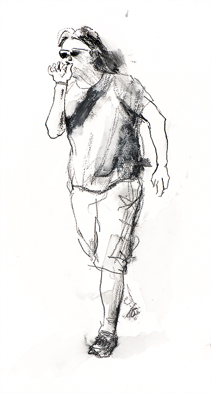 Cambridge Strawberry Fair - sketch by Peter Mennim